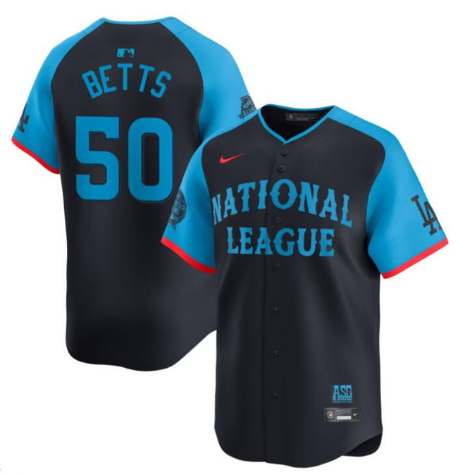 Men's National League #50 Mookie Betts Navy 2024 All-Star Limited Stitched Baseball Jersey Men's National League #50 Mookie Betts Navy 2024 All-Star Limited Stitched Baseball Jersey